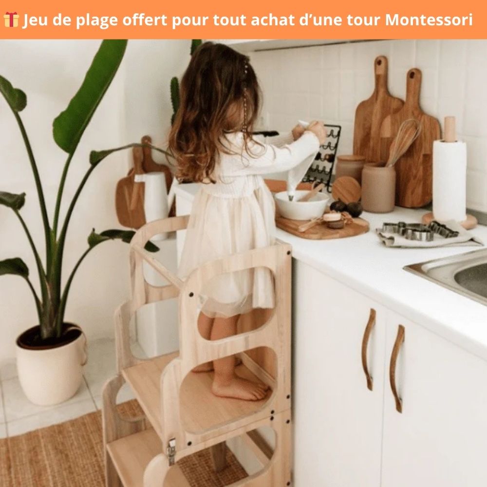 Tour Montessori 3‑en‑1 en bois  – Observation, Bureau & Tableau | Le Petit Montessori